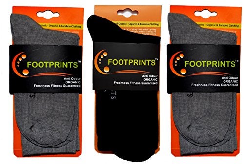 FOOTPRINTS Odour Free Organic Cotton & Bamboo Men's Formal Socks | 2 Grey & 1 Black | Pack of 3 - Image 4