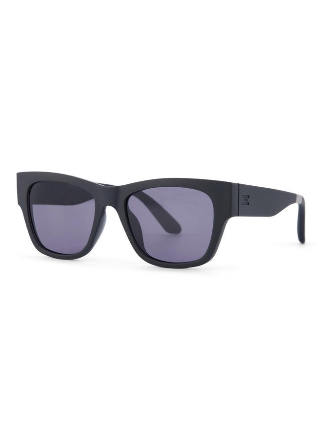 TOMS Devon Polarized Rectangular Sunglasses, Matte Black, 54-19-148