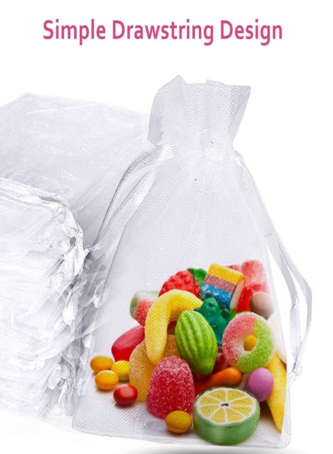 LYSXP 100PCS White Organza Bags - 3x4 inch Sheer Wedding Favor Bags With Drawstring for Party, Christmas, Candy - Image 4