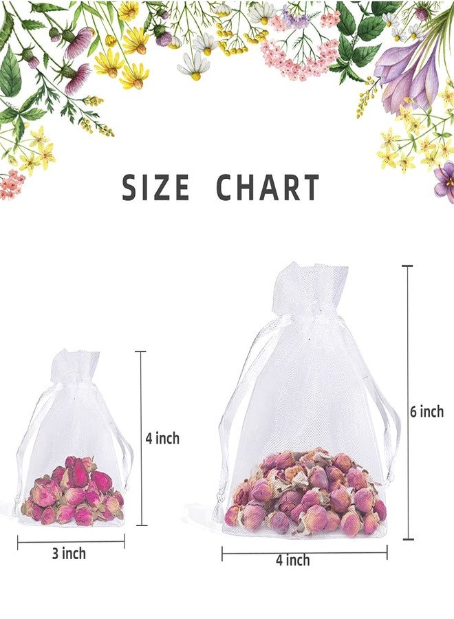 LYSXP 100PCS White Organza Bags - 3x4 inch Sheer Wedding Favor Bags With Drawstring for Party, Christmas, Candy - Image 2