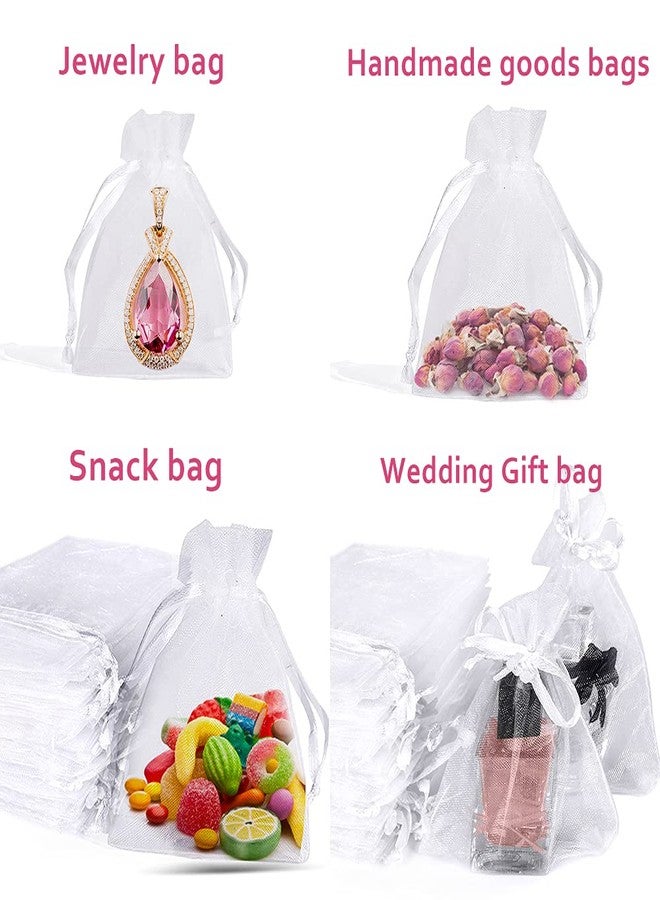 LYSXP 100PCS White Organza Bags - 3x4 inch Sheer Wedding Favor Bags With Drawstring for Party, Christmas, Candy - Image 3