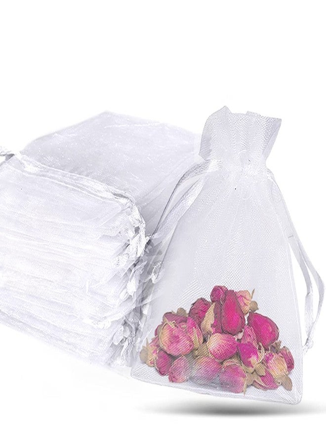LYSXP 100PCS White Organza Bags - 3x4 inch Sheer Wedding Favor Bags With Drawstring for Party, Christmas, Candy - Image 1