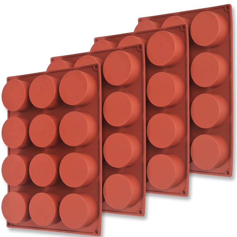 Newk Cylinder Silicone Mold 4 Packs 12Cavity Round Cylinder Mold for Cake Pops Soap Mold Chocolate Cookie mold Bath Bomb Cheesecake Chocolate Cover Mold