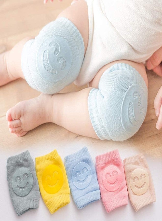 COLESHWAR Smiley Baby Knee Pads for Crawling/Elbow Safety Protector/Stretchable Anti-Slip Padded Elastic Soft Cotton Breathable Comfortable Cap Leg Warmer Support Protector - Pack of 2 Pair, Multicolor - Image 1