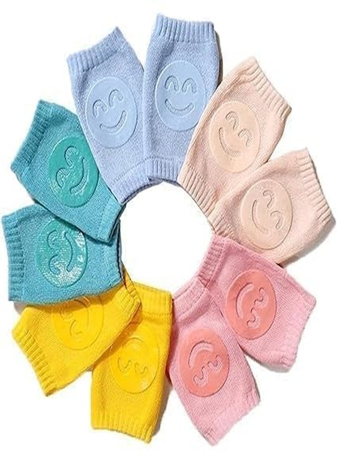 COLESHWAR Smiley Baby Knee Pads for Crawling/Elbow Safety Protector/Stretchable Anti-Slip Padded Elastic Soft Cotton Breathable Comfortable Cap Leg Warmer Support Protector - Pack of 2 Pair, Multicolor - Image 3