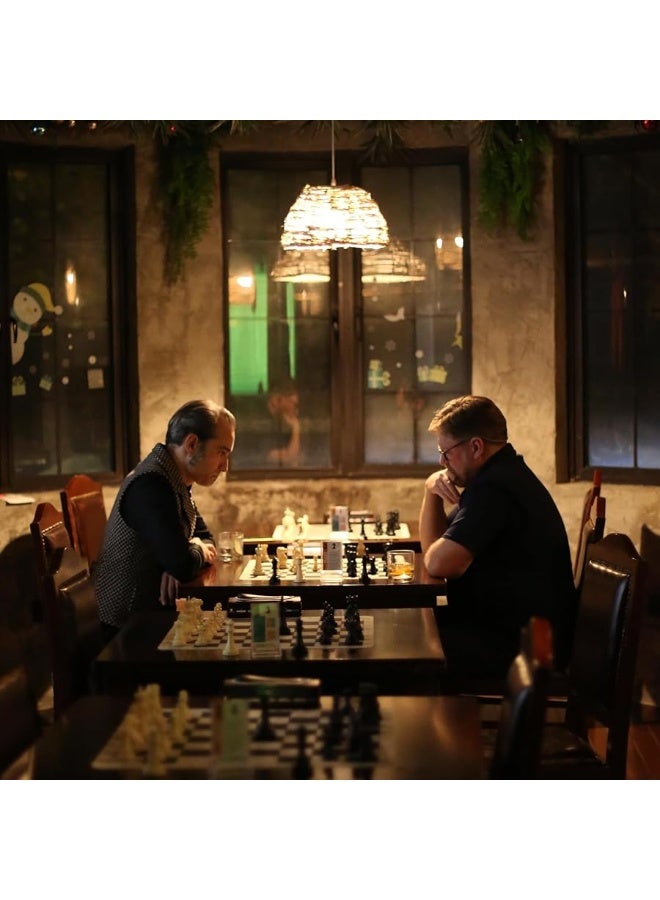 A&A Tournament Chess Set/ 20''x20'' Foldable Silicone Chess Board / 3.75'' King Height Plastic Quadruple Weighted Classic Staunton Pieces/Storage Bag For 6 Years Old - 2 Players - Image 1