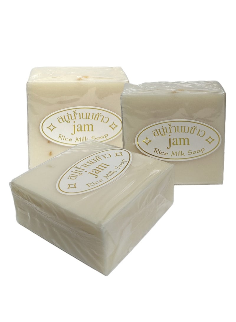 JAM 3 pcs Thai Rice Soap 65g Original Thai Handmade Soap Rice Milk Soap Whitening Soap Goat Milk Soap Handmade Soap - Image 2