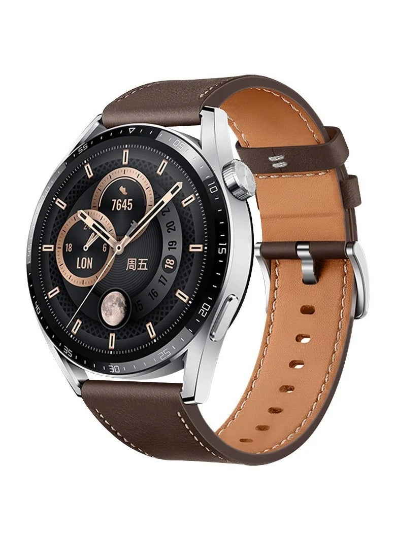أحزمة متوافقة مع ساعة هواوي 46 ملم GT5 / GT4 / GT3 / GT3 Pro / GT2 / GT2e / GT / GT Runner ، ساعة هواوي 4/4 Pro / 3/3 Pro ، ساعة هونر 4 Pro / GS3 / Magic Watch 2 ، سوار جلد للرجال ، النساء ،بني غامق - Image 1