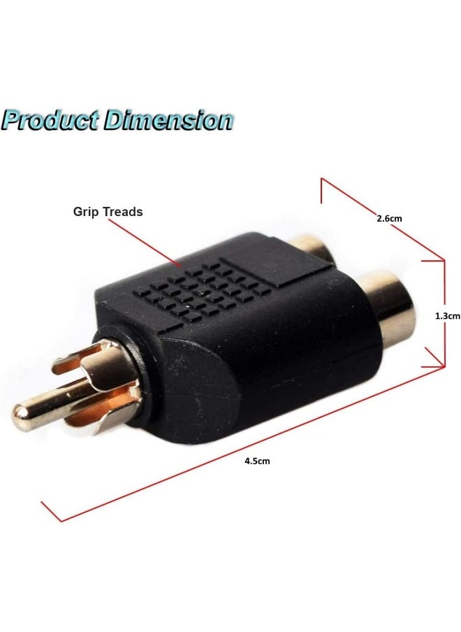 melfi Melfi 2Pcs RCA Y Splitter 1 RCA Male to 2 RCA Female RCA Phono Extension Adapter AV Audio Video Inputs Hub Extension for TV Car GPS Navigations Stereo Side View Camera/Front Cameras, Auxiliary  - Image 2