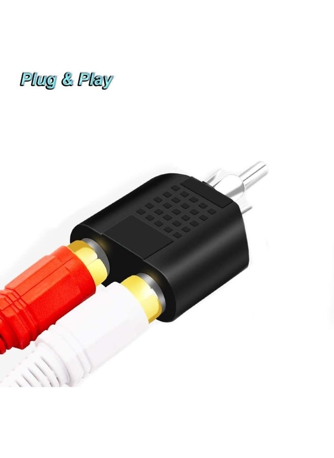 melfi Melfi 2Pcs RCA Y Splitter 1 RCA Male to 2 RCA Female RCA Phono Extension Adapter AV Audio Video Inputs Hub Extension for TV Car GPS Navigations Stereo Side View Camera/Front Cameras, Auxiliary  - Image 5