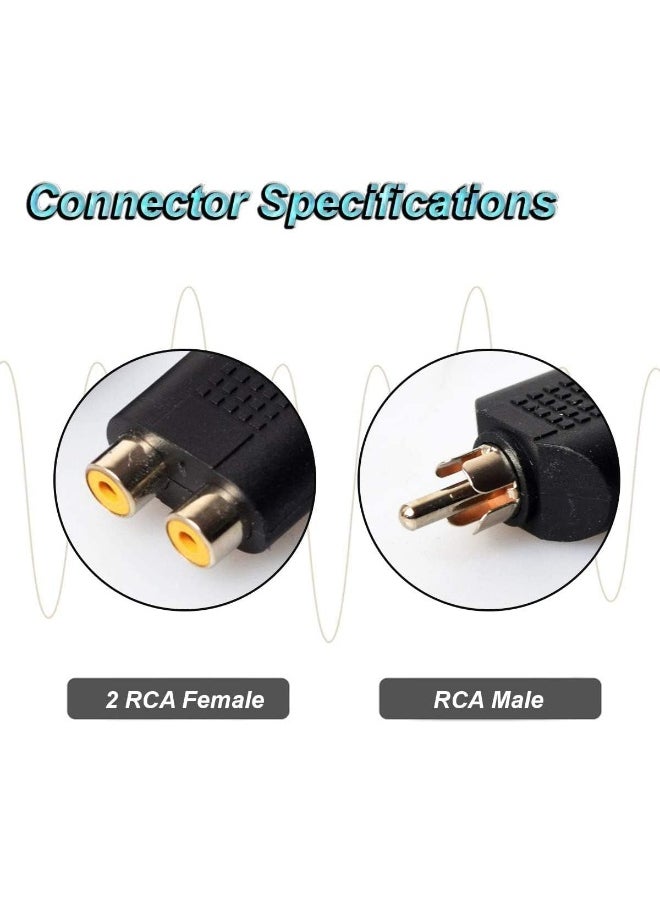 melfi Melfi 2Pcs RCA Y Splitter 1 RCA Male to 2 RCA Female RCA Phono Extension Adapter AV Audio Video Inputs Hub Extension for TV Car GPS Navigations Stereo Side View Camera/Front Cameras, Auxiliary  - Image 3