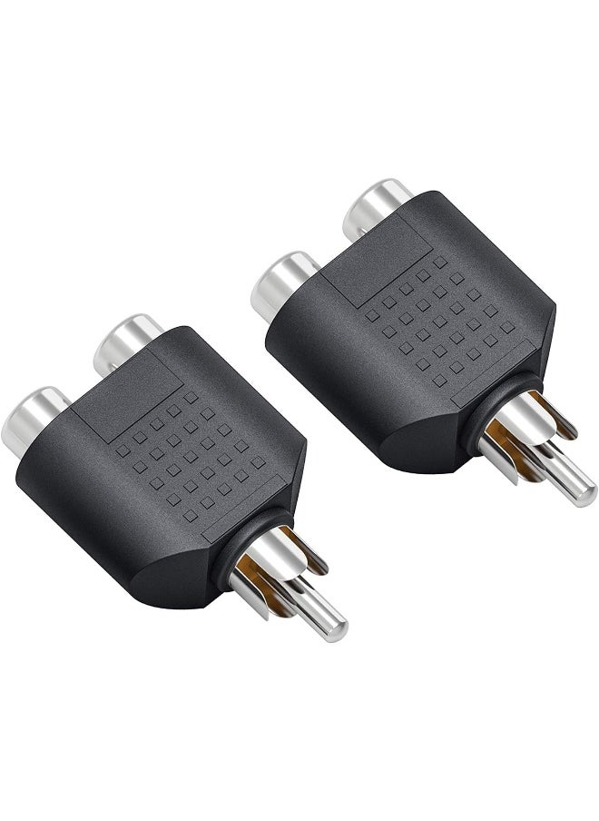 melfi Melfi 2Pcs RCA Y Splitter 1 RCA Male to 2 RCA Female RCA Phono Extension Adapter AV Audio Video Inputs Hub Extension for TV Car GPS Navigations Stereo Side View Camera/Front Cameras, Auxiliary  - Image 1