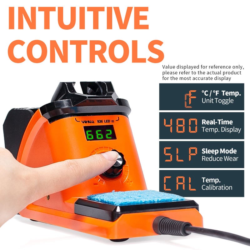 Yihua 926 Iii 60W Led Display Soldering Iron Station Kit W 2 Helping Hands  6 Extra Iron Tips  Roll Of Lead-Free Solder  Solder Sucker  S/S Tweezers  C/F Conversion  Auto Sleep & Calibration Support - Image 4