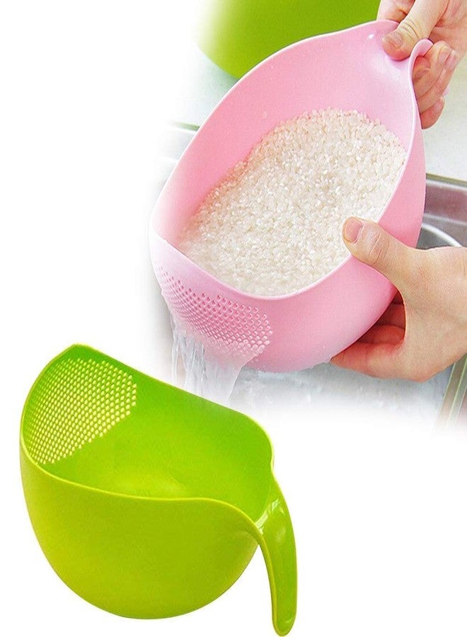 Kproxi Plastic Multipurpose Rice Wash Bowl with Handle for Rice Vegetable & Fruits Pack of 1 Multi Color - Image 3