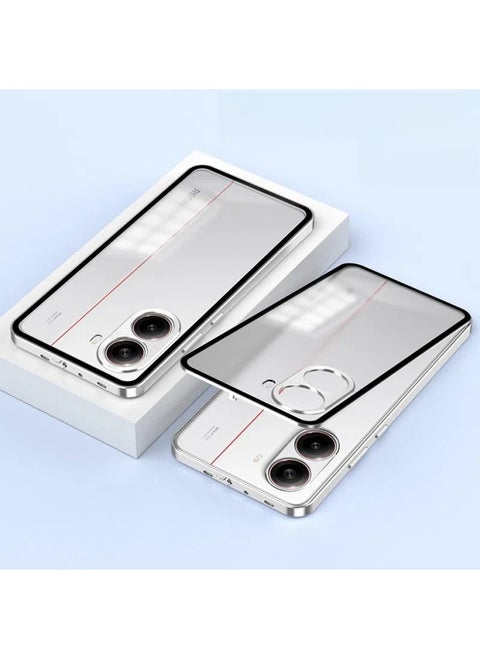 Suitable for Redmi Turbo 4 elastic buckle mobile phone case metal frame single-sided PC anti-fall protective cover