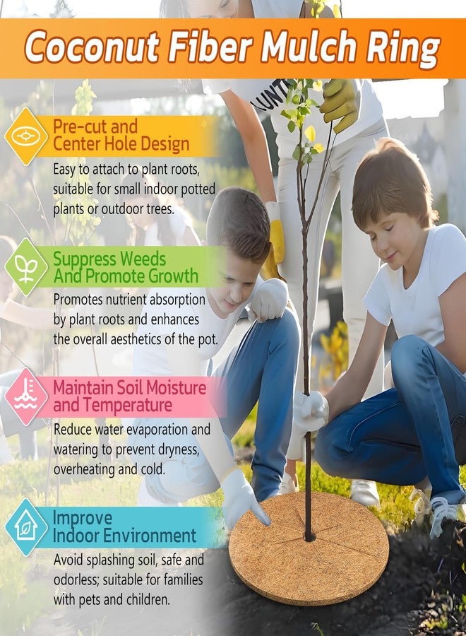 Legigo 4pcs Coconut Fiber Mulch Ring Tree Plant Protector Mat, 24 Inch Natural Coco Coir Tree Protection Ring Plant Pot Soil Cover, Tree Rings Disc Plant Cover for Indoor Outdoor Plants,Landscaping - Image 4