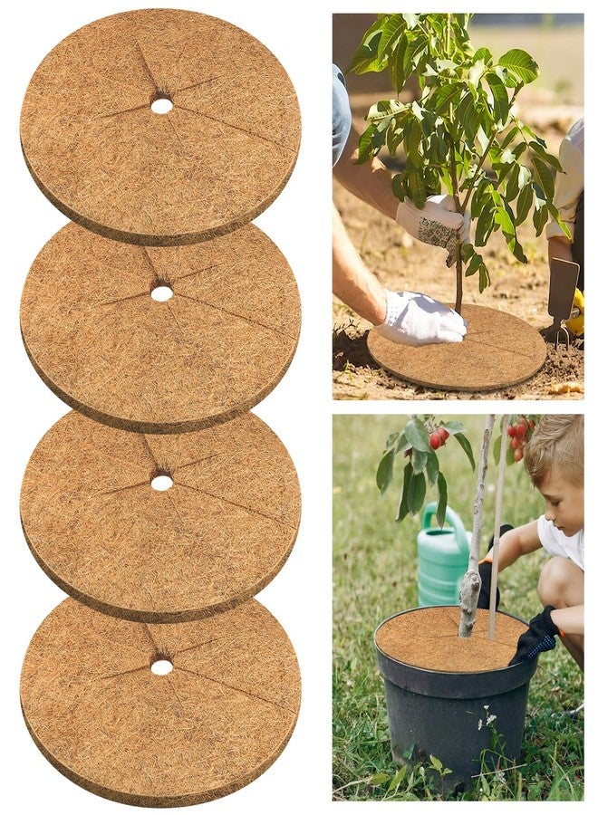 Legigo 4pcs Coconut Fiber Mulch Ring Tree Plant Protector Mat, 24 Inch Natural Coco Coir Tree Protection Ring Plant Pot Soil Cover, Tree Rings Disc Plant Cover for Indoor Outdoor Plants,Landscaping - Image 1