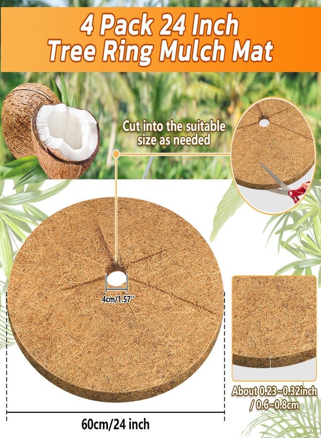 Legigo 4pcs Coconut Fiber Mulch Ring Tree Plant Protector Mat, 24 Inch Natural Coco Coir Tree Protection Ring Plant Pot Soil Cover, Tree Rings Disc Plant Cover for Indoor Outdoor Plants,Landscaping - Image 2