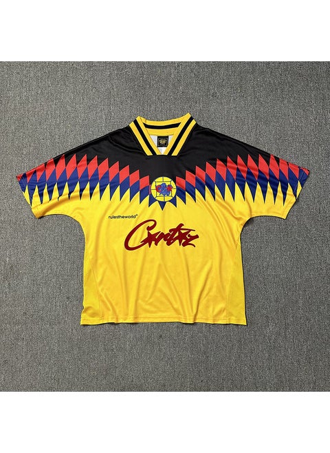 Corteiz Colorblock Retro Tee Casual Sporty T-Shirt Yellow