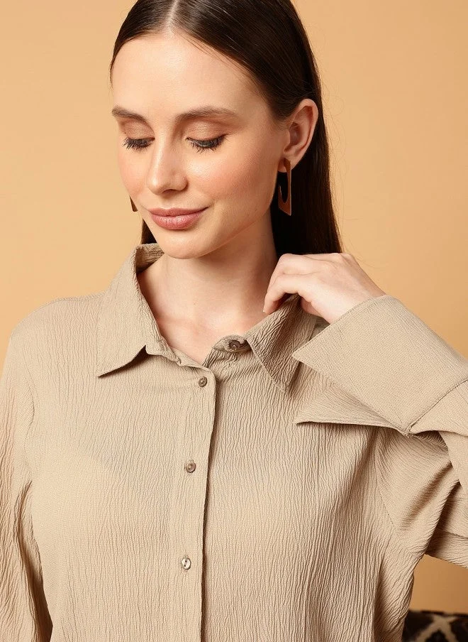 مينت ستريت قميص نسائي كاجوال بيج بقصة ضيقة