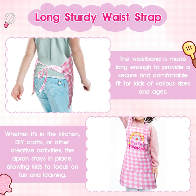 R HORSE 2Pcs Kid Apron and Chef Hat Set, Adjustable Children Coquettish Pink Kitchen Toddler Apron for Girls, Dress up Role Play Chef Toy Funny Cooking Gift Birthday Gift for Kids Baking Painting - Image 4