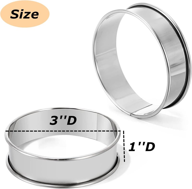 Lyellfe 20 قطعة حلقات مافن إنجليزية، حلقات كرامبت من الفولاذ المقاوم للصدأ، 3 بوصة مزدوجة مطلية غير لاصقة لقالب مافن للتخمير المنزلي، صنع الطعام - Image 2