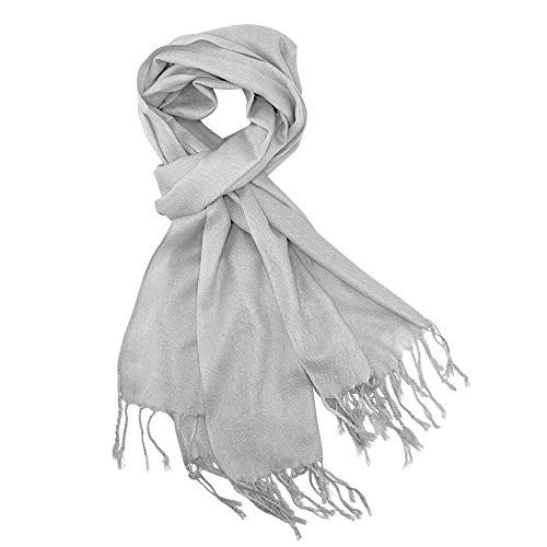GEARONIC Soft Pashmina Scarf for Women Shawl Wrap Scarves Lady Women's Scarfs in Solid Colors - Gray - Image 3