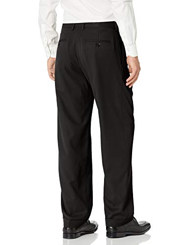 Haggar mens Mynx Gabardine Hidden Expandable Waistband Classic Fit Front Pleated dress pants, Black, 36W x 34L US - Image 2