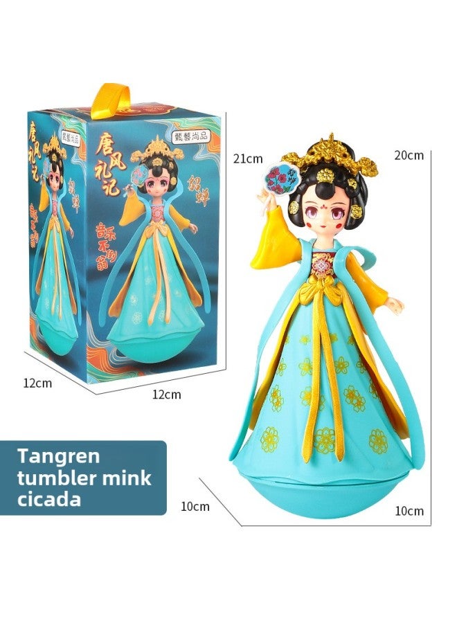 Tang Style Tumbler Ancient Four Beauties Xishi Mink Cicada Music Tumbler Xi'an Tourist Souvenir Desktop Decoration-Specifications:Tang Ren Music Tumbler-mink Cicada - Image 1