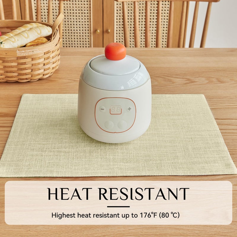 Softalker Faux Linen Placemats Set of 8-12 x 18 Inch  Heat Resistant Double Layered Durable Burlap Farmhouse Place Mats  Non-Slip Washable Rustic Table Mats for Dining  Kitchen  Party(Light Linen - Image 2