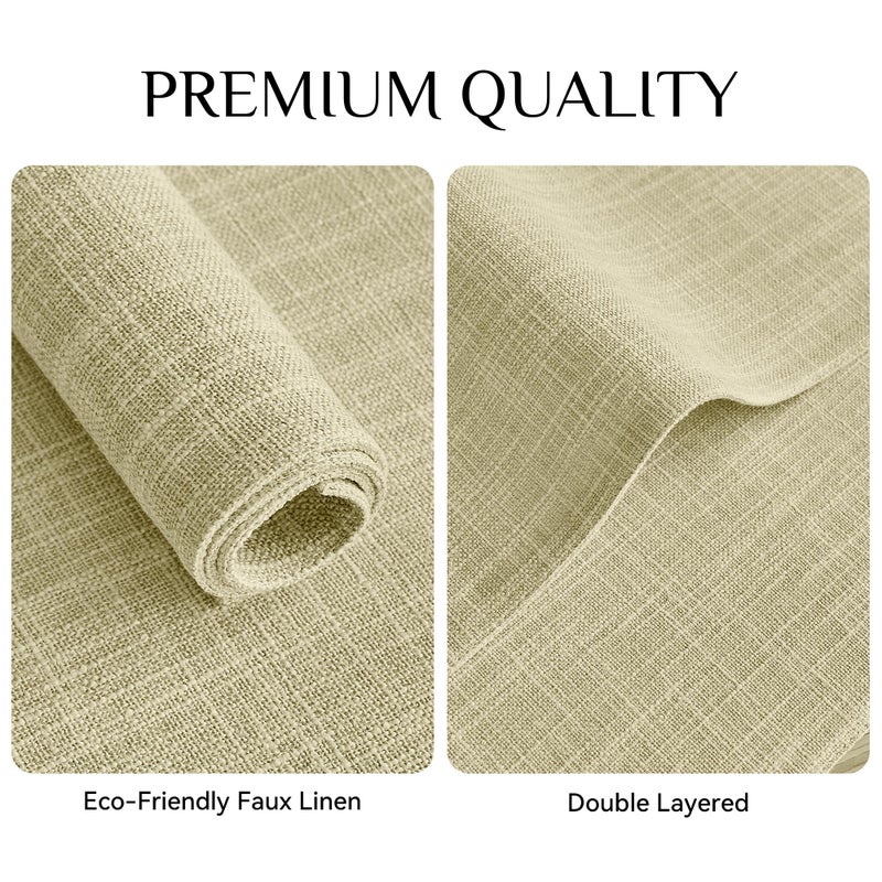 Softalker Faux Linen Placemats Set of 8-12 x 18 Inch  Heat Resistant Double Layered Durable Burlap Farmhouse Place Mats  Non-Slip Washable Rustic Table Mats for Dining  Kitchen  Party(Light Linen - Image 3