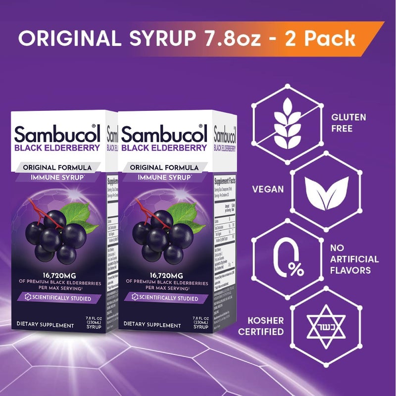 Sambucol Black Elderberry Syrup - Sambucus Syrup, Black Elderberry Liquid, Immune Support for Kids and Adults, High Antioxidants, Gluten Free - Original Formula, 7.8 Fl Oz, 2-Pack - Image 3