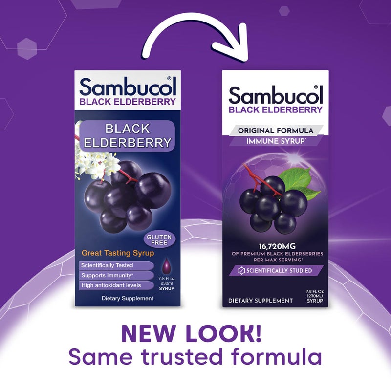 Sambucol Black Elderberry Syrup - Sambucus Syrup, Black Elderberry Liquid, Immune Support for Kids and Adults, High Antioxidants, Gluten Free - Original Formula, 7.8 Fl Oz, 2-Pack - Image 2