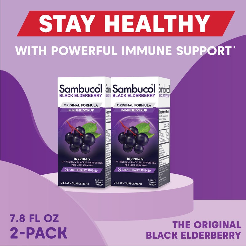 Sambucol Black Elderberry Syrup - Sambucus Syrup, Black Elderberry Liquid, Immune Support for Kids and Adults, High Antioxidants, Gluten Free - Original Formula, 7.8 Fl Oz, 2-Pack - Image 5