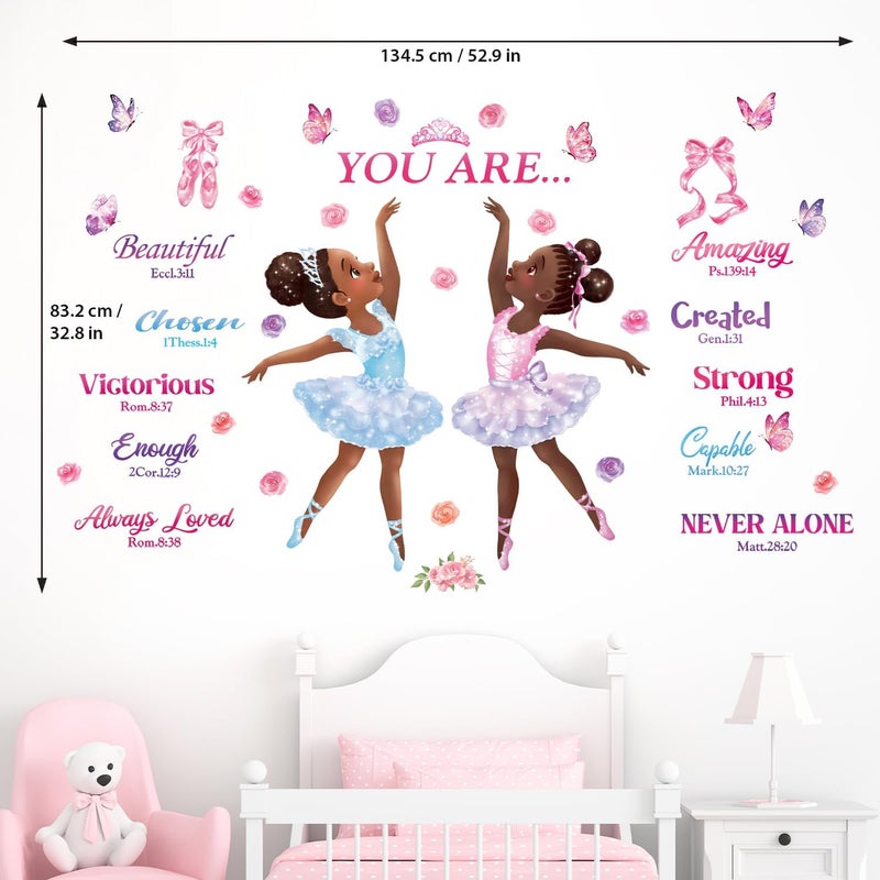 DECOWALL SG22319 Black Girl Magic Ballerina Wall Stickers Decals Afro Art Women Inspirational Bedroom Nursery Gift Beautiful playroom Kids dcor Baby Butterfly Decoration Motivational Room - Image 3