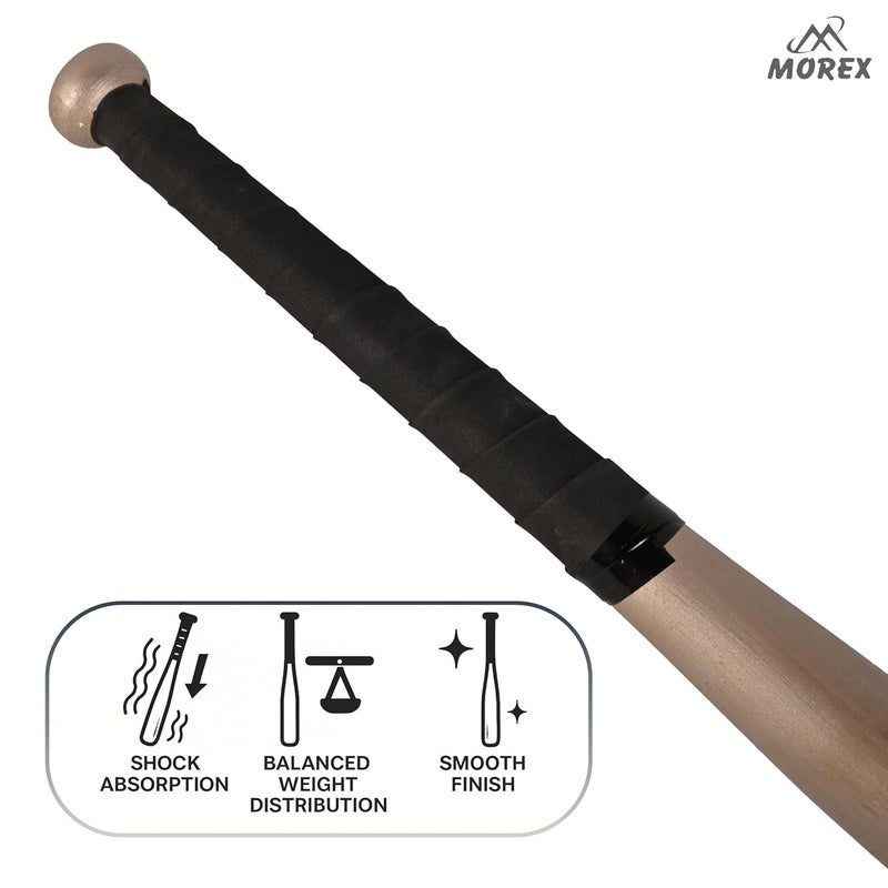 MOVEX Morex Wooden Baseball Bat | 32 Inch - Heavy Duty Solid Wood Sports Bat for Baseball Practice, Training & Matches | Durable Self-Defense Baseball Bat for Adults & Youth Players (Natural Wood) - Image 5