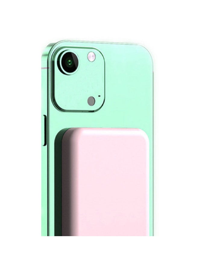 Magnetic Suction Wireless Large Capacity Convenient Charging Treasure Mobile Power 5000mAh Compact Fast Charging Treasure Printing Logo-Color:Green-Power Capacity:5000