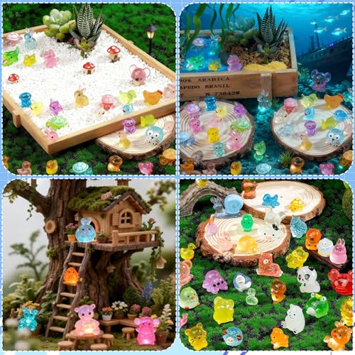TQBAJ 100pcs Mini Glow in The Dark Animal Resin Models, Mystery Resin Animals Blind Bag, DIY Fairy Garden House Micro Landscape Aquarium Decor, Individually Wrapped Blind Bag - Image 5