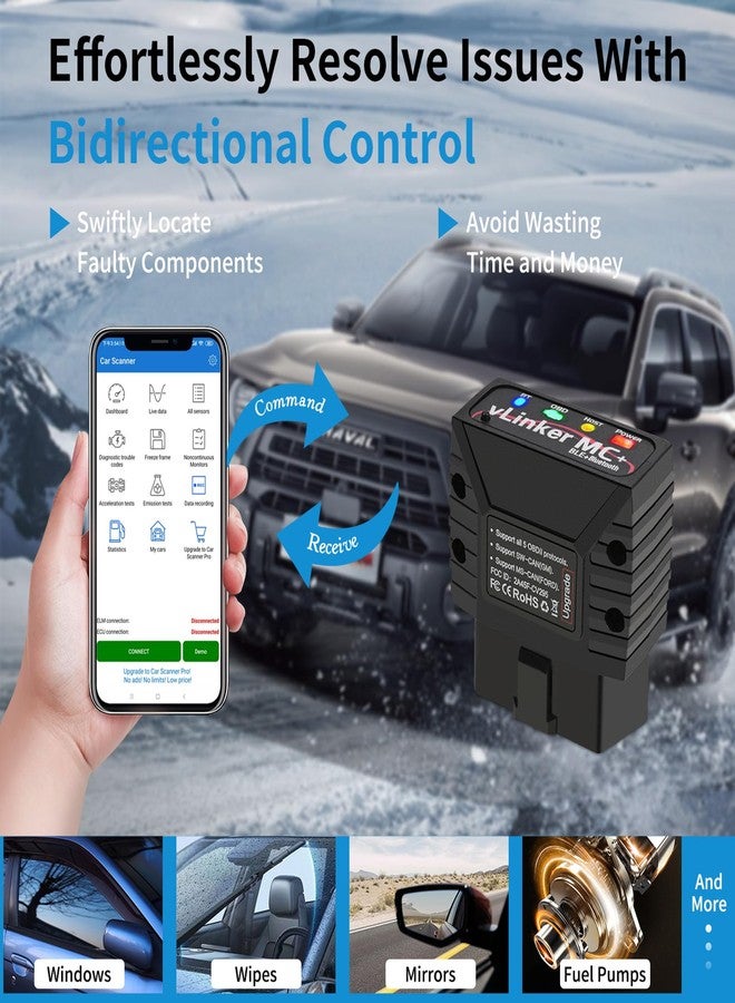 vLinker V-gate MC+ OBDII Bluetooth Adapter Car Wireless OBD2 Scanner All Systems Diagnostic Scan Tool and Code Reader Clear Faults Hacker-Proof for iOS, Android &Windowns - Image 3