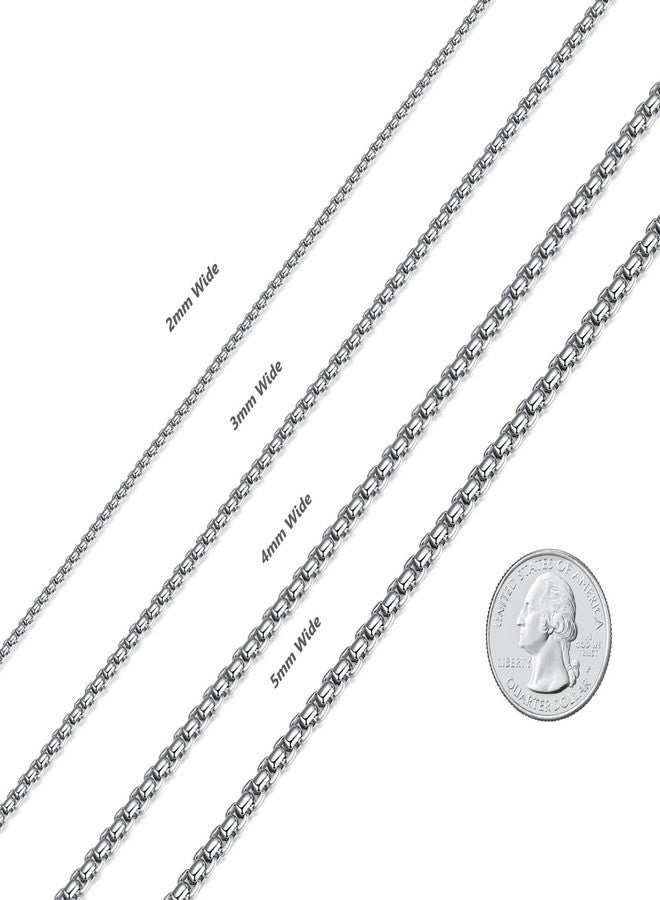 FOSIR Mens Round Box Chain Necklace, Stainless Steel Rolo Chain for Men and Women (5mm, 18 Inches) - Image 3