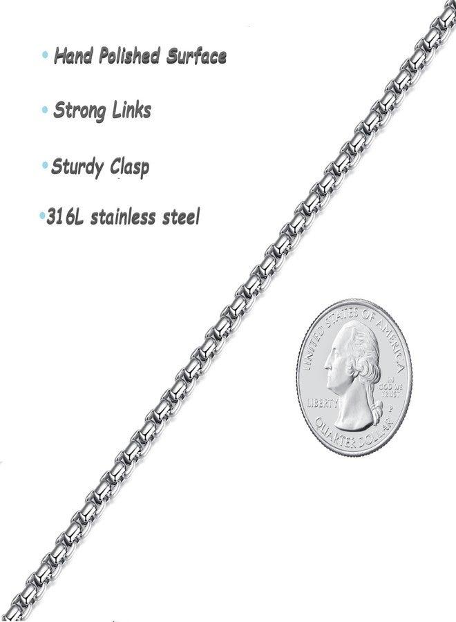 FOSIR Mens Round Box Chain Necklace, Stainless Steel Rolo Chain for Men and Women (5mm, 18 Inches) - Image 2