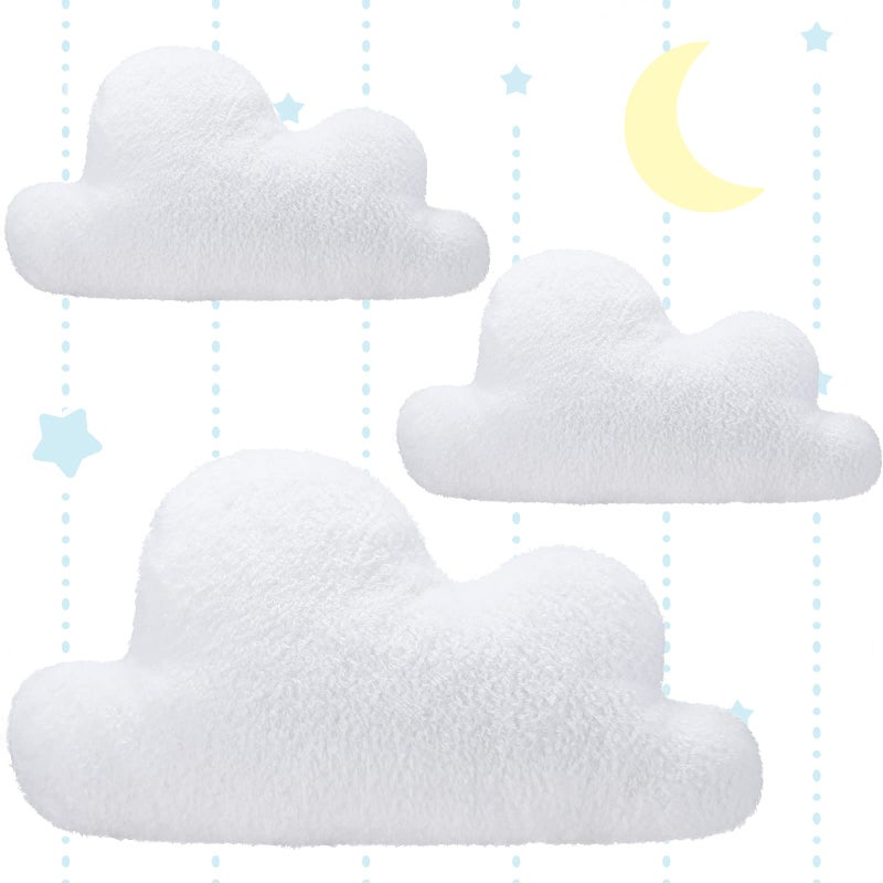 Unittype Unittype 3 Pcs Clouds Shaped Throw Decorative Pillows Cute Soft Cloud White Waist Rest Cushion Lovely Floor Cushion Reading Pillows 2 Size Girls Kids Cloud15 Inch 98 Inch 