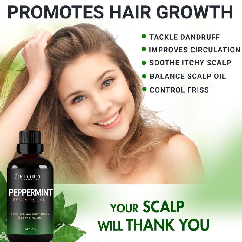 Fiora Naturals Peppermint Essential Oil by Fiora Naturals - 100% Pure Peppermint Oil for Hair Growth, Skin and Scalp Acne, Diffuser, DIY soap, and Candle Making. Pure Mentha Piperita Oil - 1 oz /30ml - Image 3