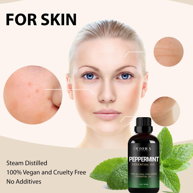 Fiora Naturals Peppermint Essential Oil by Fiora Naturals - 100% Pure Peppermint Oil for Hair Growth, Skin and Scalp Acne, Diffuser, DIY soap, and Candle Making. Pure Mentha Piperita Oil - 1 oz /30ml - Image 4