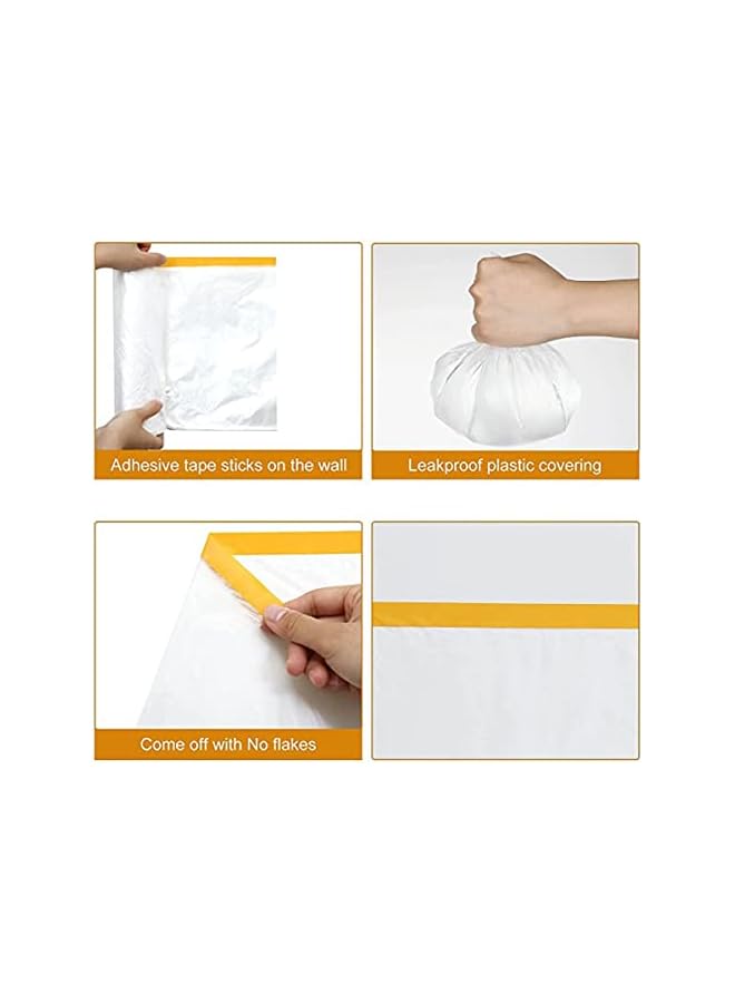 PROMASS 2-Roll 65.5Ft Indoor Pre-Taped Masking Film, Pretaped Plastic Masking Film for Automotive Painting Covering, Adhesive Plastic Painting Drop Film, Automotive Best Masking Tape Painting (65.6-Feet/Pack）  - Image 4