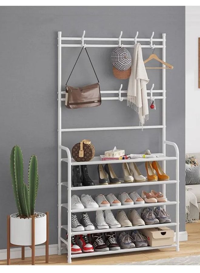 AGD Five Shelves Professional Multifunctional Clothes And Shoes Stand With Hooks Clothes Hanger For Bedroom Entryway Bathroom - Image 3