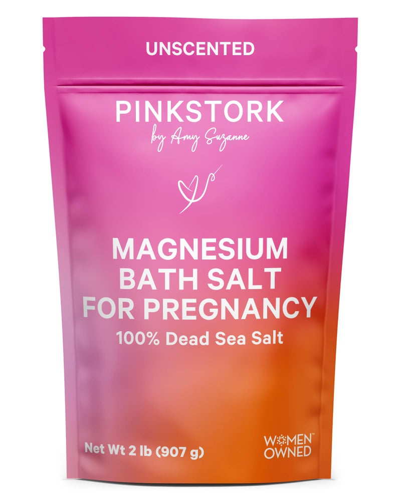 Pink Stork Pregnancy Bath Soak â€“ Unscented Magnesium Flakes for Bath or Foot Soak â€“ Pure Dead Sea Salt â€“ Relief for Pregnancy Aches, Swollen Feet, and Stress â€“ Clean, Fragrance-Free â€“ 2 lb - Image 1