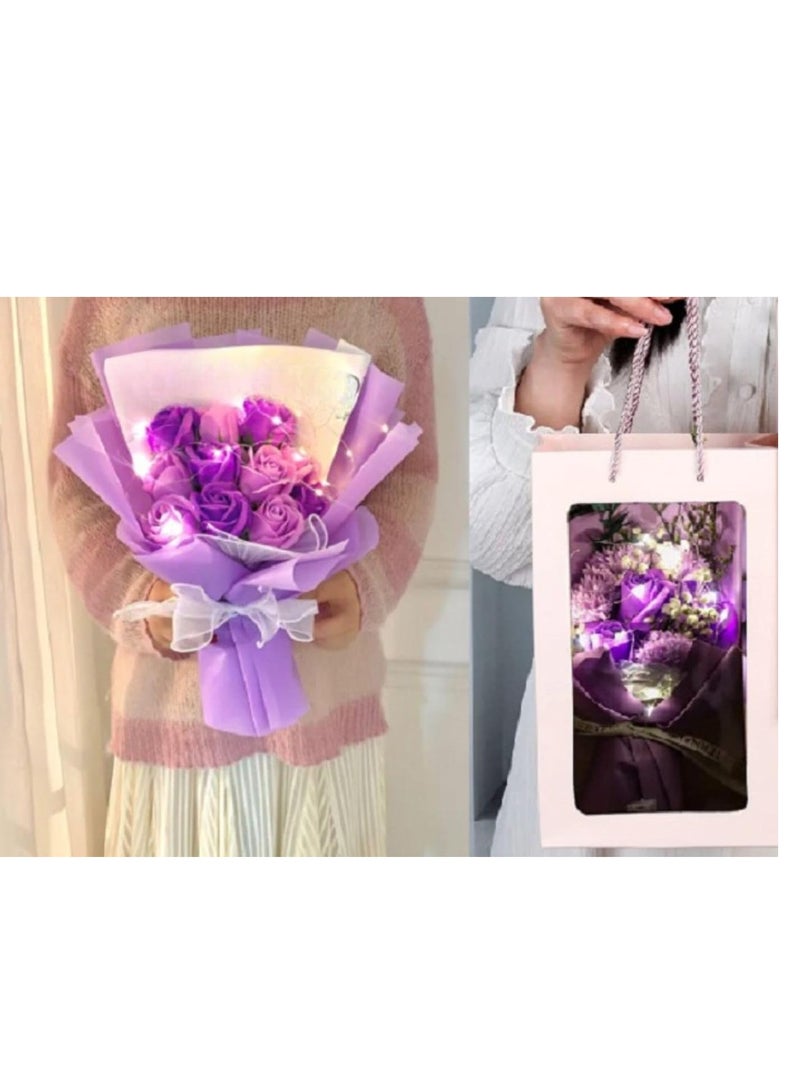 Artificial Rose Bouquet, Artificial Flower Bouquet with Gift Box for Christmas, Couples, Birthdays with Yellow Silk 1.5m Gift