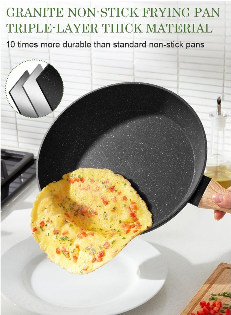 mierting Nonstick Cookware Set 8-Piece with Lids  Sizes 28/24/20 cm Kitchen Cookware Set Frying Pans Set, Saute Pan, Deep Fry Pan, Skillet Deep Version Bakelite Handles PFOA-Free - Image 5