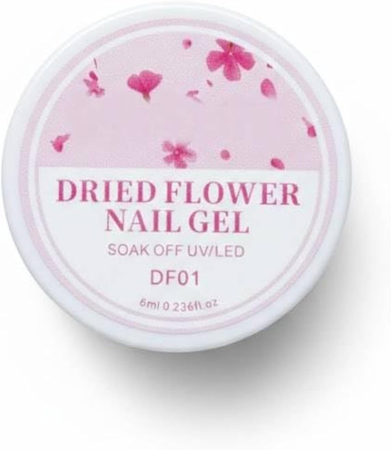 8ml Dried Flower Design Nail Polish, Spring Summer Flower Nail Art, Soak Off UV LED Nail Varnish for Salon & Home Manicure, Glossy Finish (DF01)